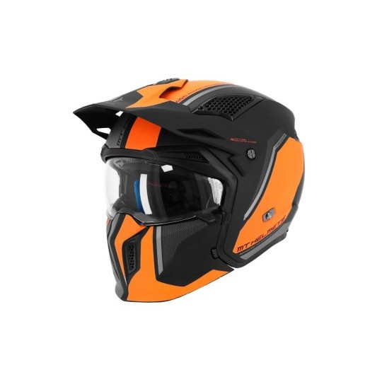Casque trial MT modulable Streetfighter orange/noir