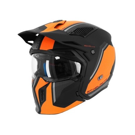 Casque trial MT modulable Streetfighter orange/noir