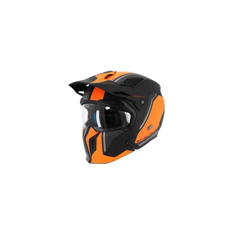 Casque trial MT modulable Streetfighter orange/noir