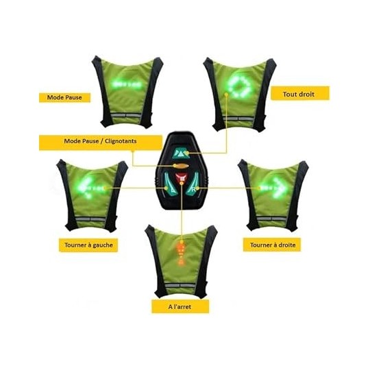 Gilet signalétique avec led directionnelles