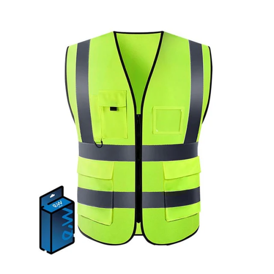 Gilet jaune réfléchissant avec poches pour trottinette et vélo