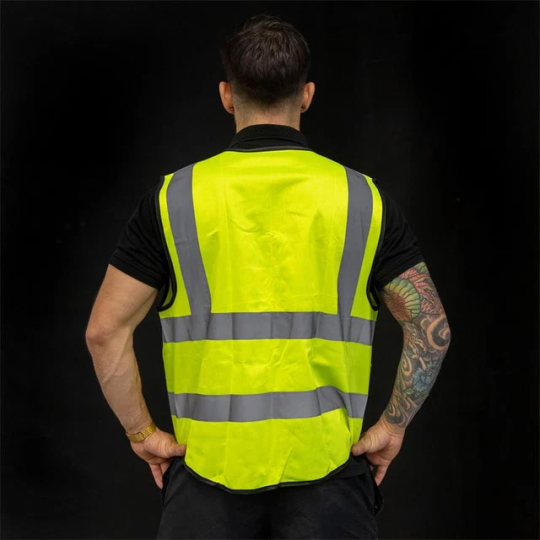 Gilet jaune réfléchissant avec poches pour trottinette et vélo